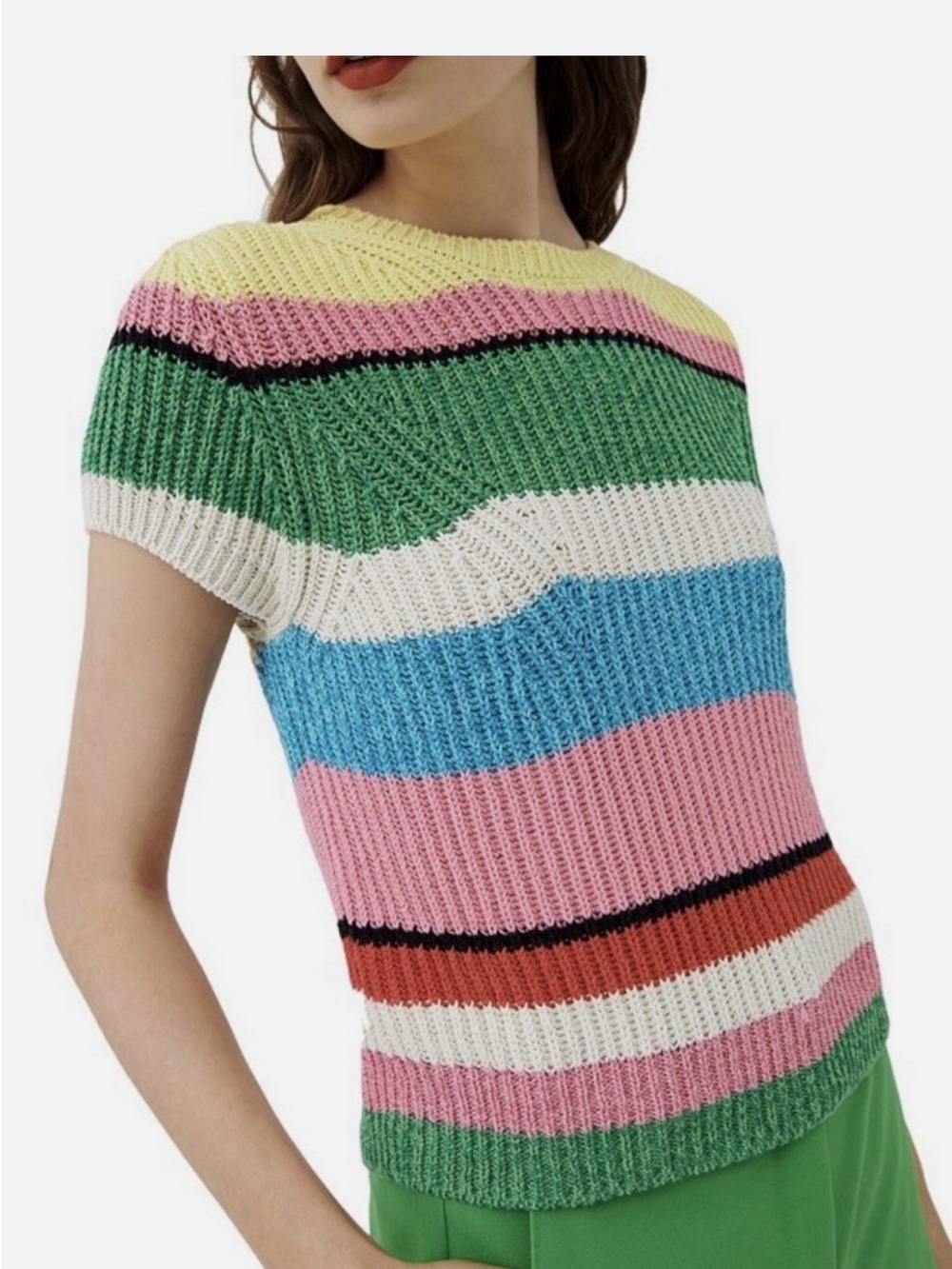 Marella ‘Voghera’ multicolor striped short sleeve sweater